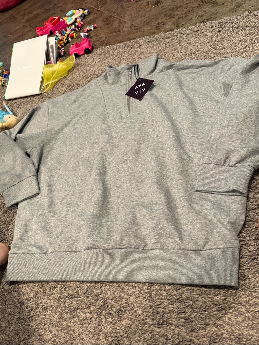 Ava & Viv Heather Gray Half-Zip Pullover Jacket